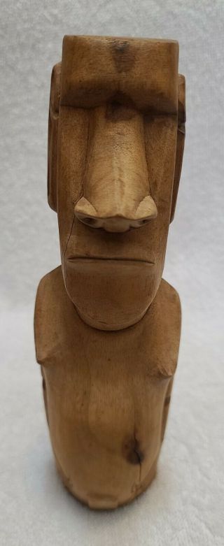 Easter Island Moai Hand Carved Wood Wooden Male Statue Figure - 8 1/4 " Tall