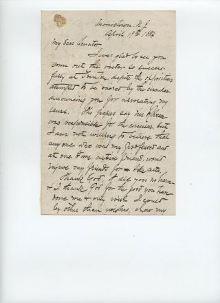 1884 Fitz John Porter Autograph Letter To Us Senator [fp.  275]