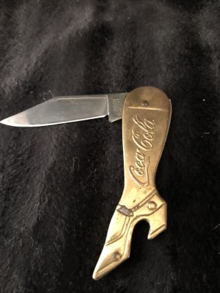Coca Cola Taylor Pocket Knife Bottle Opener Lady Leg Shoe Brass Case Boot