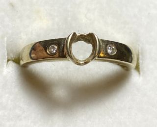 Vintage 14kt Gold Ring With Diamond Accents,  Missing Center Stone As/is