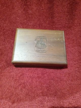 Leo Burnett Vintage Playing Card Box 52 Year Commemorative Wood 2 Deck Red.