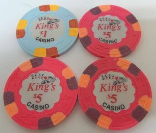 4 Rare Vintage Paulson Top Hat & Cane Kings Casino Casino Chips