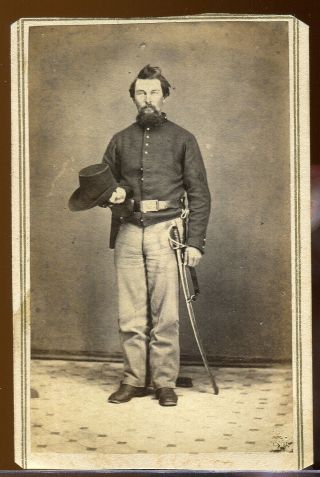 Cdv Photograph Civil War Armed Soldier 6th Michigan Cavalry Brigade Kia
