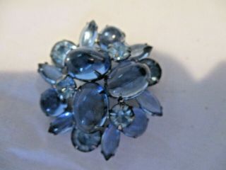 Vintage Brooch Signed Weiss Blue Glass