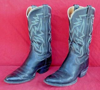Ramirez Texas Custom Made Black Leather Cowboy Boots Size10m - Nr
