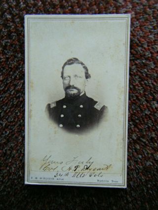 Colonel Alexander P.  Dysart 34th Illinois Inf.  Signed Cdv Photograph