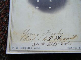 Colonel Alexander P.  Dysart 34th Illinois Inf.  Signed cdv Photograph 3