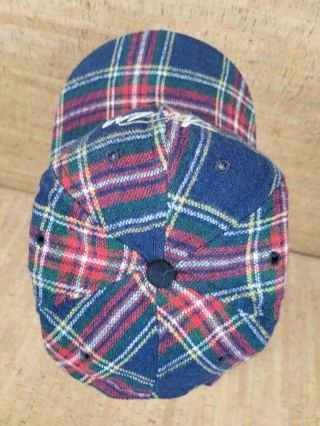 RARE Vintage 1990s Stussy Logo Snap Back Hat Red Plaid Cap Made in USA 3