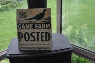 N.  Y.  State Conservation Department Game Farm Posted Metal Sign Pre - 1970