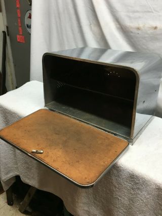 Vintage Retro Lincoln Beautyware Beauty Box Chrome Pie Bread Box Cutting Board