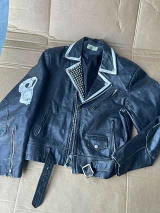 Vintage Black Leather Jacket Belt 80 