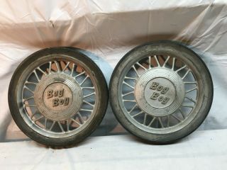 Vintage Pair Bag Boy Golf Caddy Aluminum Metal Wheels With Rubber Tread 11.  5in