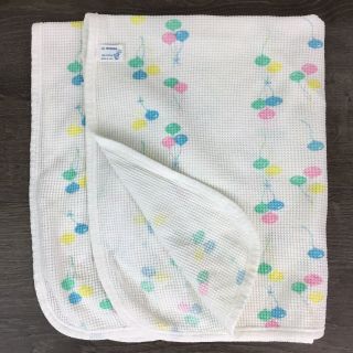 Vtg Baby Morgan Blanket Receiving 33x28 Thermal White Balloons Cotton Usa Made