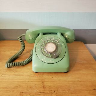 Vintage Automatic Electric Avocado Sea Foam Green Rotary Desk Phone