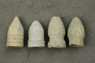 Four Civil War Campsite Dug Carved & Whittled Bullets
