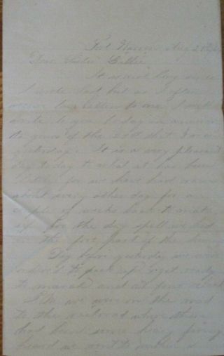 Civil War Letter From Pvt.  Will Burgess 120th Ny Vol.  Fort Warren Aug 28,  1864