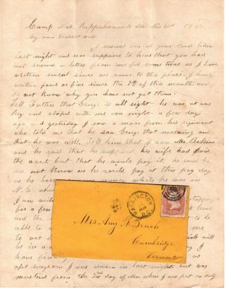 1863,  2nd Vt.  Surgeon,  Edwin Brush,  Letter,  Near Rappahannock,  Getting Assigned