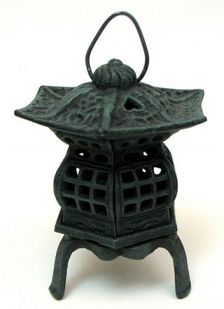 Large Cast Iron Pagoda Lantern With Handle Candle Or Tea Light Patio Decor