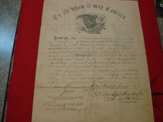 Civil War Discharge Paper Isaac Robison 103rd Illinois Infantry Regiment 1865