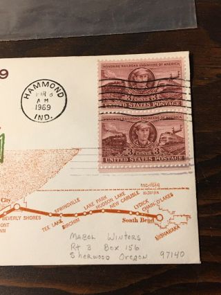 Calpex 1969 Electric Railroad Cover Envelope South Shore Line 3 Cent US Stamps 3