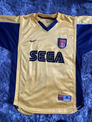 Vintage Nike Arsenal Gunners Soccer Sega Yellow Jersey 99 - 00 Mens Size S Futbol