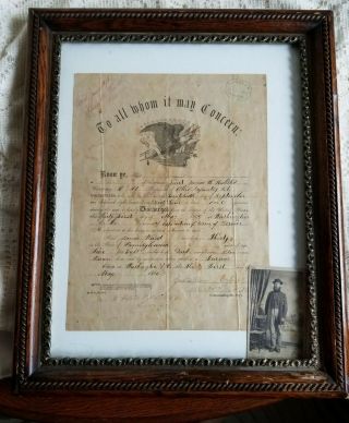 Discharge Paper For Ohio Civil War Soldier/vet James Ward With Photo