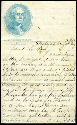 1862 Civil War Letter From Fredericksburg Va W/ Good Content