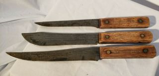 Old Hickory Tru - Edge Knives Ontario Knife Company Set Of 3 Usa