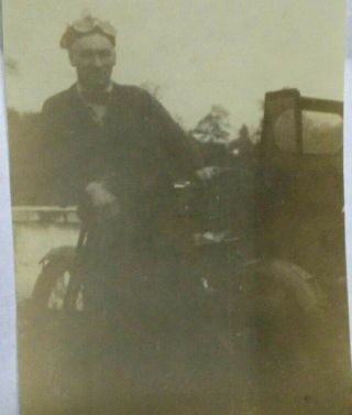Vintage 1920`s Photo Of Man On A Harley - Davidson Motorcycle With Side Car