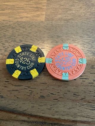 Stateline County Club Lake Tahoe Nevada $25 & $5 Casino Chips