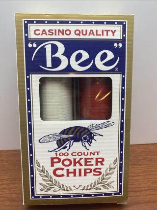 Vintage Clay Poker Chips - Bee Premium Casino Quality 100 Count • •