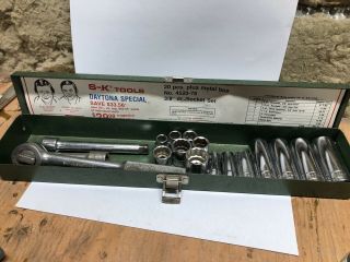 Vintage Sk Tools 3/8” Drive Socket Set 17 Pc