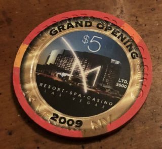 M Resort & Spa Grand Opening 2009 Casino Las Vegas,  $5 Poker Chip Rare