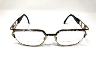 Vintage Cazal Eyeglass Frame West Germany Black Gold Full Rim Unknown Model Qz33