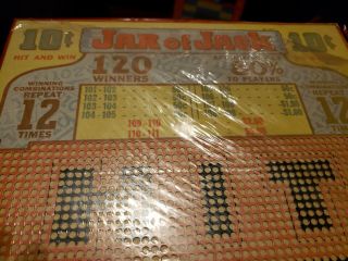 Vintage Unpunched 10c Jar Of Jack Punch Board Gambling Bar Game