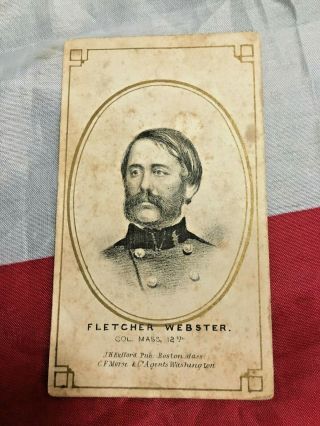 Civil War Cdv - Size Cabinet Card Of Col.  Fletcher Webster,  Mass.  12th