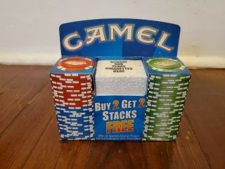 Camel Las Vegas Casino Poker Chips Boxed Vintage Set Of 50 Red Green Blue