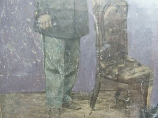 Rare FULL PLATE TINTED Tintype of Civil War KIA Infantry Corporal,  Frock Coat 3