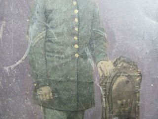 Rare FULL PLATE TINTED Tintype of Civil War KIA Infantry Corporal,  Frock Coat 5