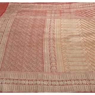 Sanskriti Vintage Heavy Saree Pure Silk Woven Brocade Banarasi Zari Sari Fabric