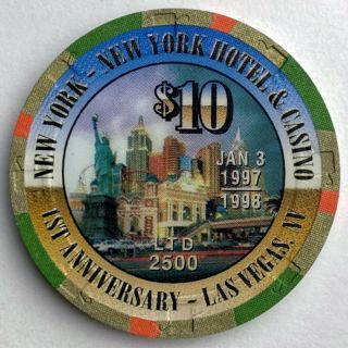 $10 York Casino Chip 1st Anniversary Las Vegas - Limited Eddition Only 2500