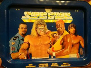 Vintage 1991 Wwf Superstars Metaltv Tray Hulk Hogan Ultimate Warrior Big Boss Ma