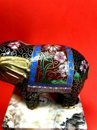 Estate Vintage Gold Toned Brass Chinese Cloisonne Miniature Good Luck Elephant 3
