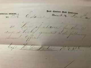 1864 Civil War Special Order Leave of Absence Grant to Capt.  Norton 2