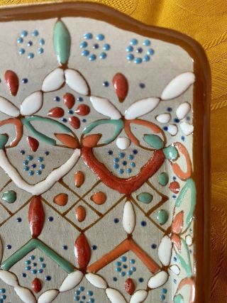 JAVIER SERVIN Mexico Hand Painted Sandstone Trinket Tray. 3