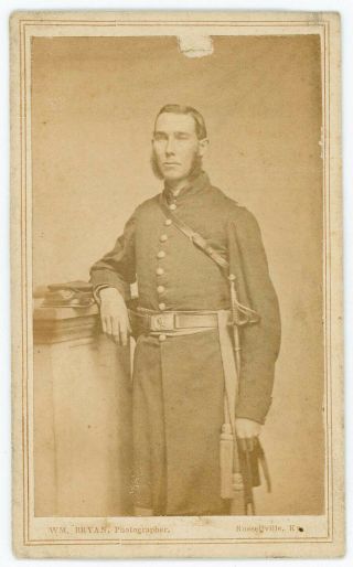 Ink Signed Civil War Lieut Charles F Winchester ? 6th Hampshire Infantry Cdv