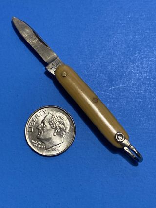 Rare Vintage A W Wadsworth Miniature Yellow Fob Pen Knife Sweet Piece