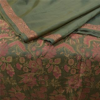Sanskriti Vintage Green Heavy Saree 100 Pure Silk Woven Tanchoi Sari Fabric