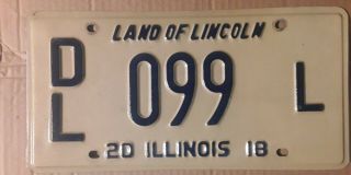 2018 Illinois Dealer Land Of Lincoln State License Plate Dl 099 L Il 18