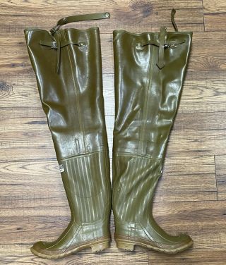 Vintage Converse Rod & Reel Fishing Rubber Hip Waders Boots Men=4 W=6 1950s - 70s